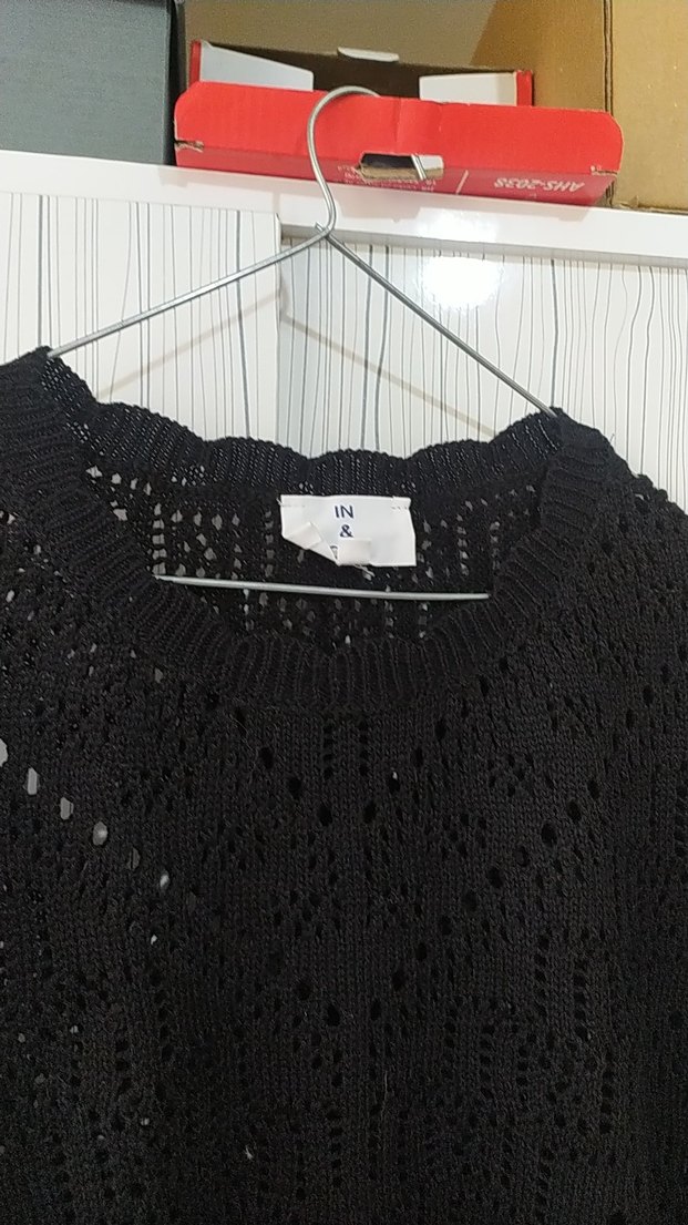 Siyah Örgü Kadın Süveter - Görsel 3