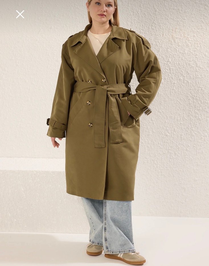 Haki kadın trençkot - Görsel 2