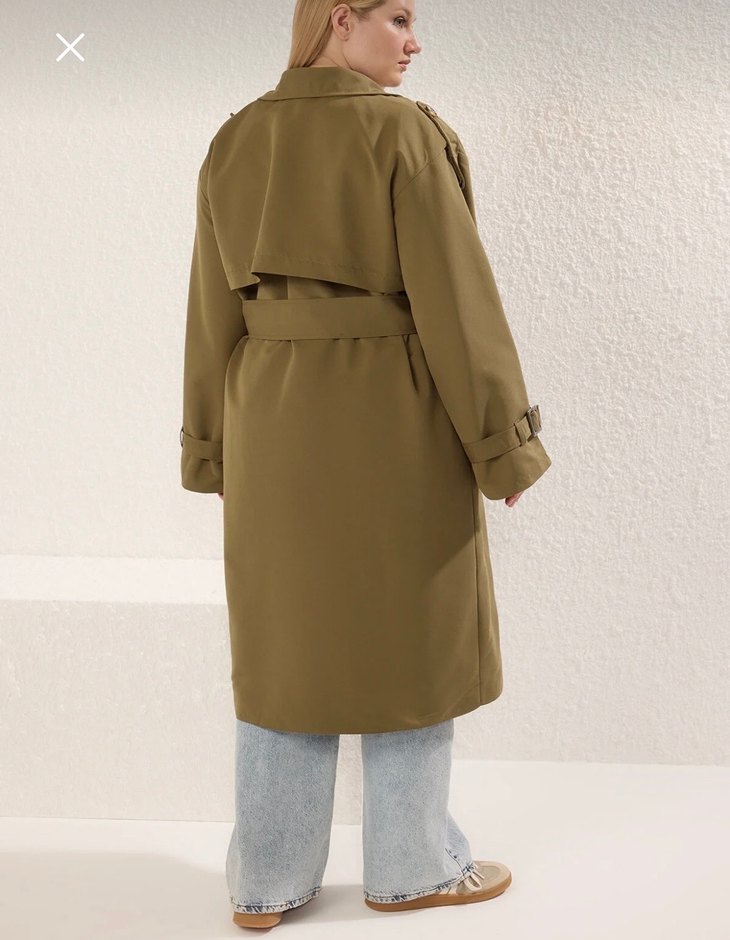 Haki kadın trençkot - Görsel 3