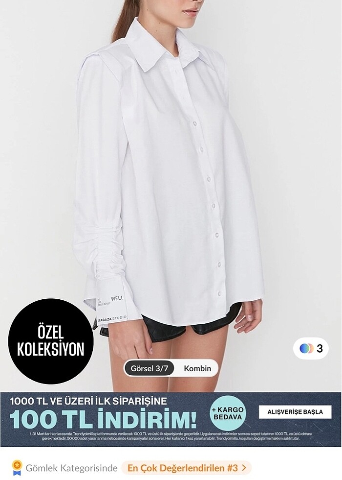 Sagaza Beyaz Gömlek - Görsel 3