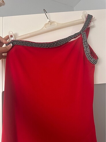 Koyu Kırmızı Transparan Abiye - Görsel 7