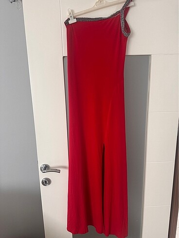 Koyu Kırmızı Transparan Abiye - Görsel 8