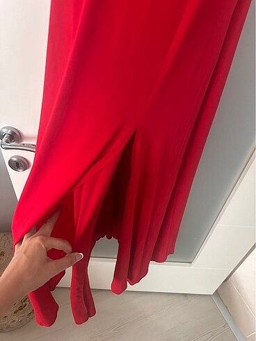 Koyu Kırmızı Transparan Abiye - Görsel 11