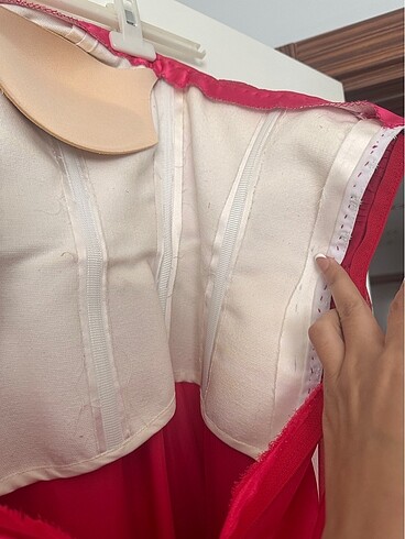 Fuşya Drapeli Straplez Yaka Abiye - Görsel 9