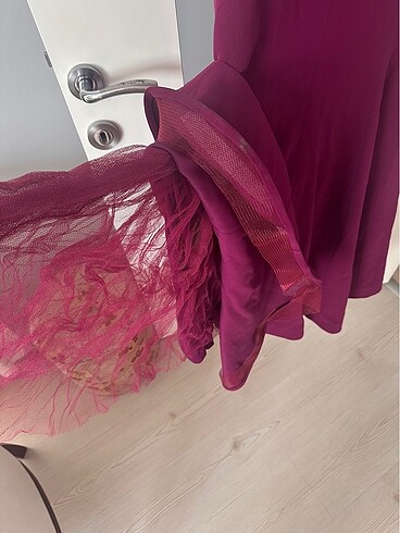 Mürdüm Taş işlemeli Abiye - Görsel 7