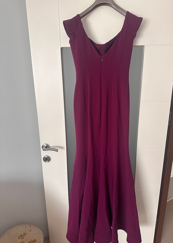 Mürdüm Taş işlemeli Abiye - Görsel 4