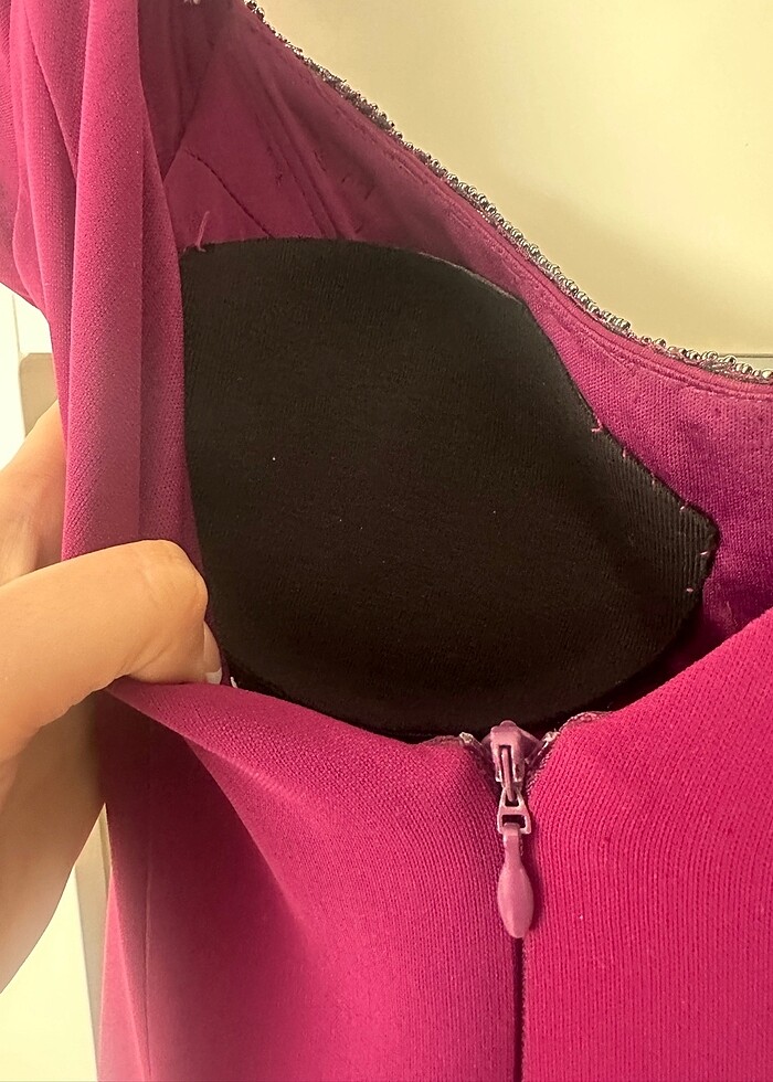 Mürdüm Taş işlemeli Abiye - Görsel 5