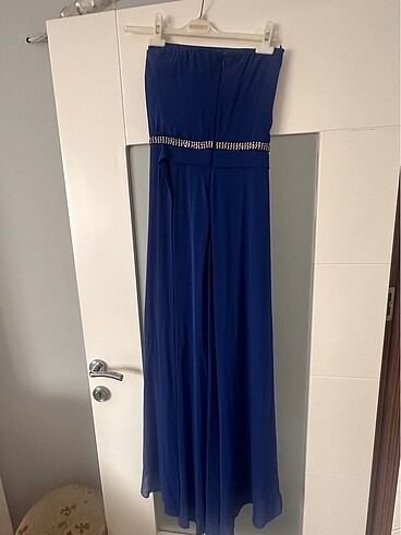 Saks Mavisi Straplez Abiye - Görsel 6