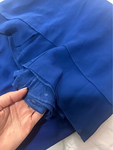 Saks Mavisi Straplez Abiye - Görsel 12