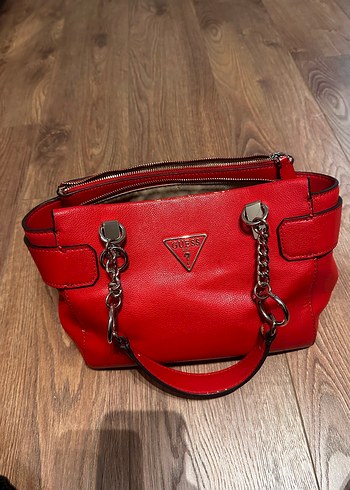 Guess Klasik Paris Tarzı Kırmızı Deri Kadın Çanta - Görsel 2