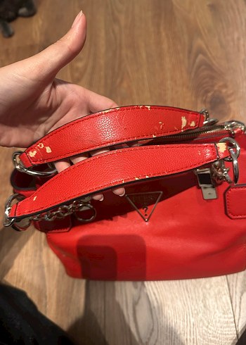 Guess Klasik Paris Tarzı Kırmızı Deri Kadın Çanta - Görsel 4