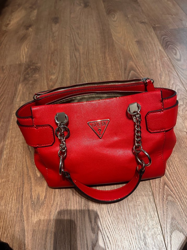 Guess Klasik Paris Tarzı Kırmızı Deri Kadın Çanta - Görsel 2