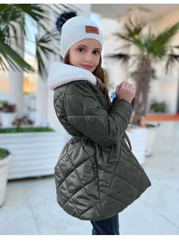 Kız Çocuk Kürklü çantalı Mont - Görsel 2