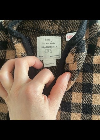 Kız Çocuk Kapüşonlu Kareli Fermuarlı Panço - Görsel 2