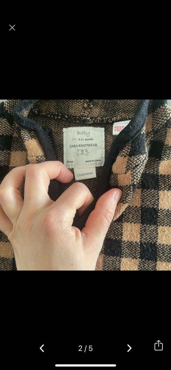 Kız Çocuk Kapüşonlu Kareli Fermuarlı Panço - Görsel 2