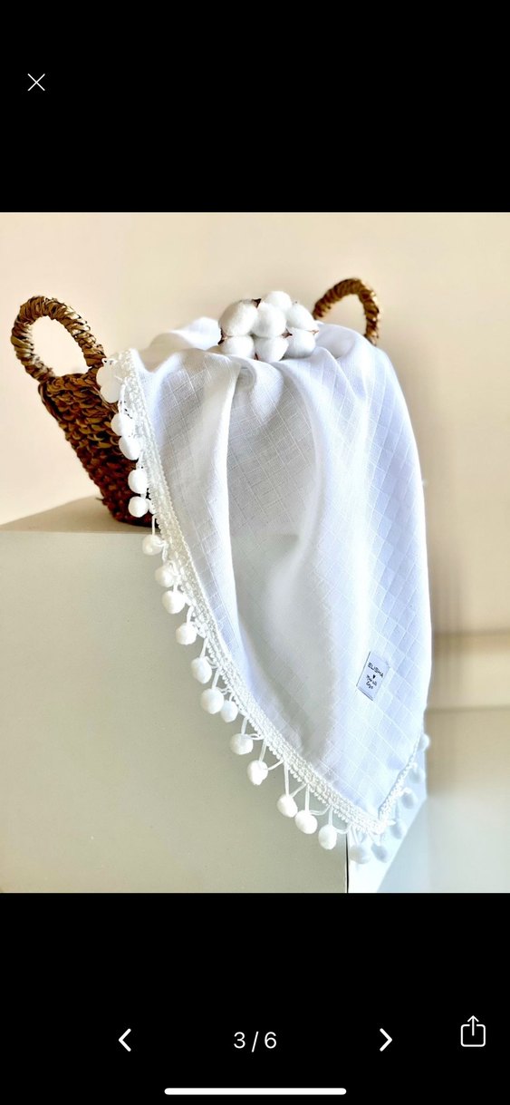 Müslin ponponlu Bebek Uyku Örtüsü Pastel Tonlarda - Görsel 2