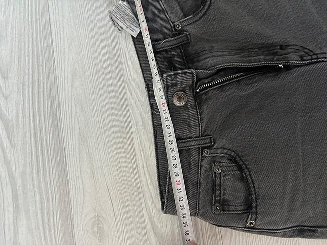 xs Beden Bershka antrasit geri boyfriend kot pantolon