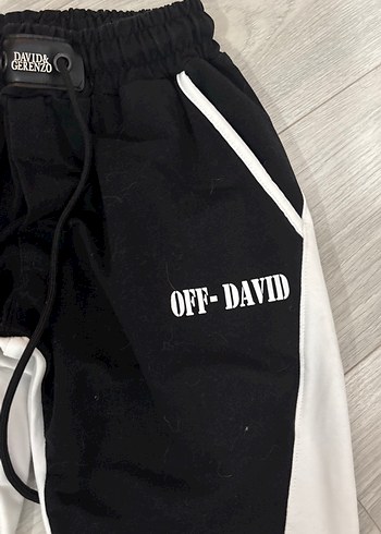 Erkek Siyah-Beyaz Bel Bantlı Rahat Eşofman - Görsel 2