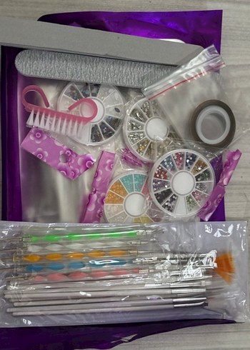 Çok Renkli Tırnak Fırçası ve Süsleme Seti - Görsel 5