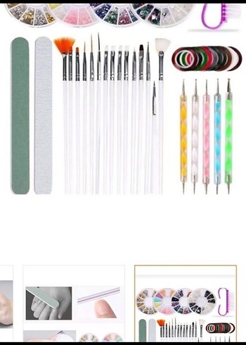 Çok Renkli Tırnak Fırçası ve Süsleme Seti - Görsel 4