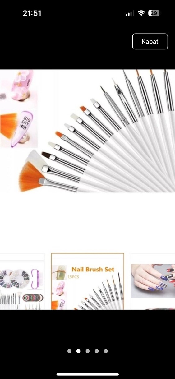 Çok Renkli Tırnak Fırçası ve Süsleme Seti - Görsel 2