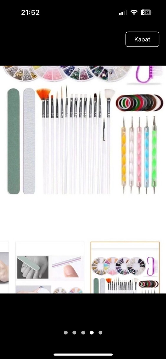 Çok Renkli Tırnak Fırçası ve Süsleme Seti - Görsel 4