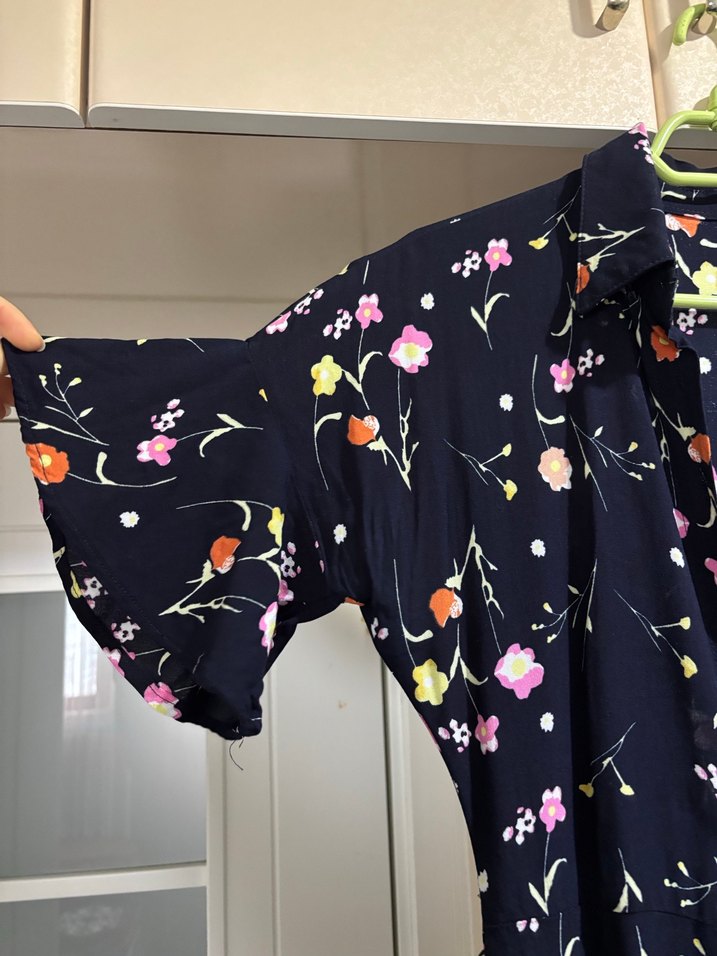 Çiçek Desenli Midi Kadın Elbise - Görsel 2