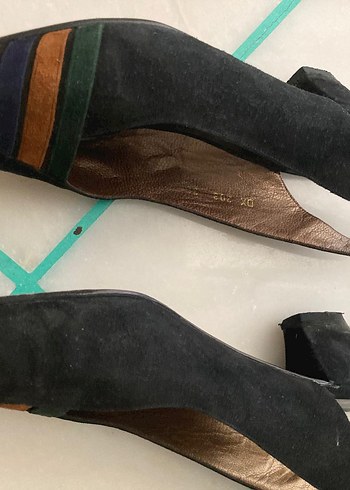 Kadın Çok Renkli Süet Dolgu Topuklu Ayakkabı - Görsel 3