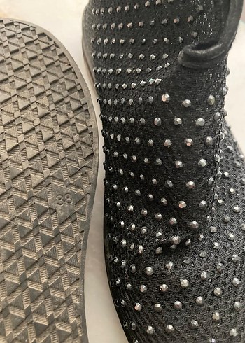 Siyah Payetli Dolgu Topuklu Kadın Sandalet - Görsel 4