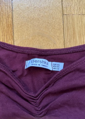 Bordo V Yaka Kısa Kollu Body - Görsel 2