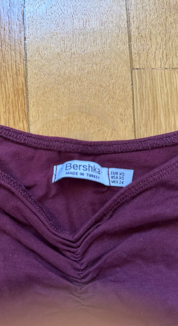 Bordo V Yaka Kısa Kollu Body - Görsel 2