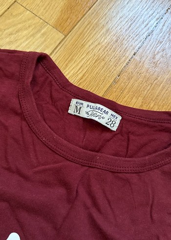 Bordo Baskılı Kısa Kollu Kadın Tişört - Görsel 2