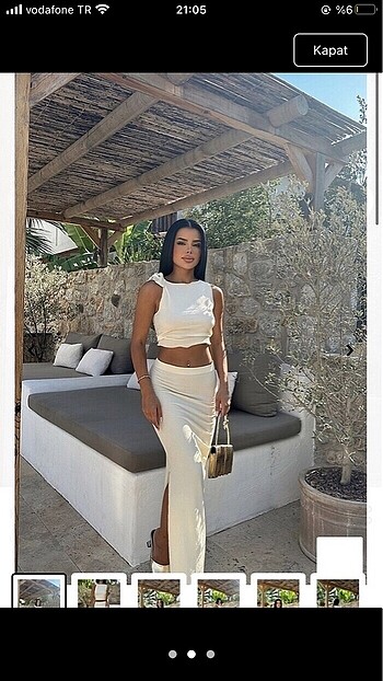 ikili krem takim etekli yırtmaçlı - Görsel 2