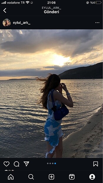 mavi beyaz batik mini elbise fırfırlı - Görsel 2