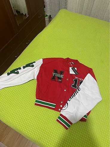 kirmizi kolej ceketi oversize - Görsel 5