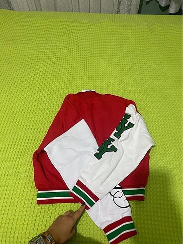 kirmizi kolej ceketi oversize - Görsel 9