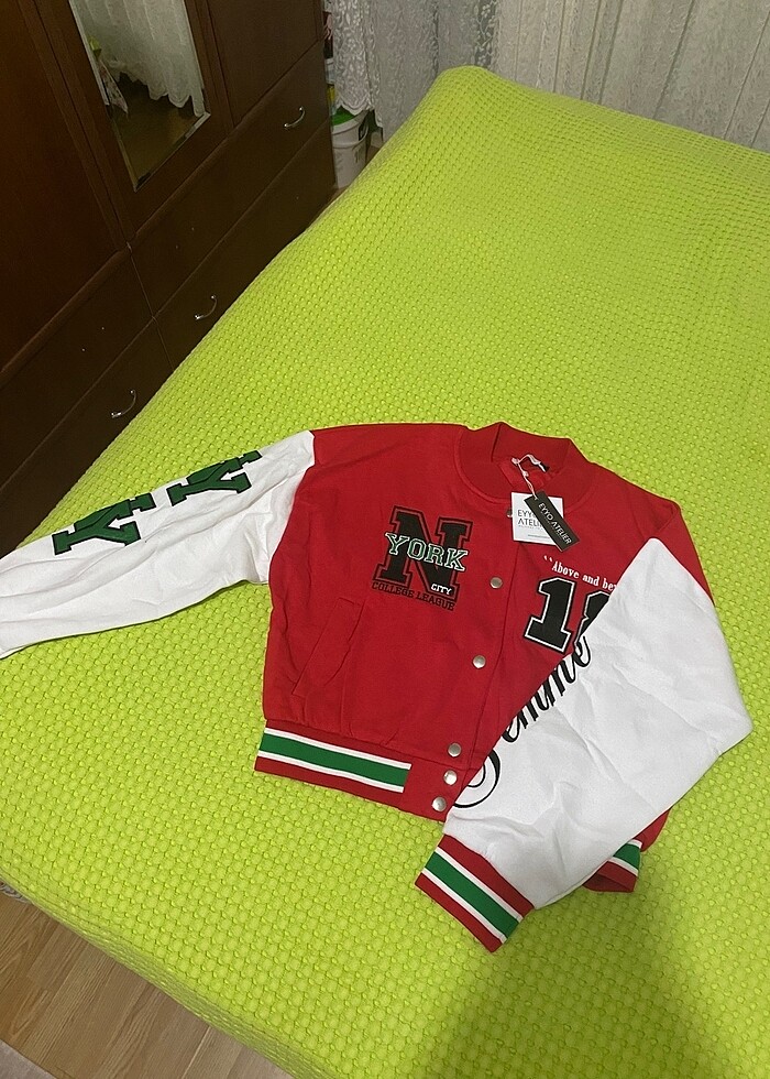 kırmızı kolej ceketi - Görsel 5