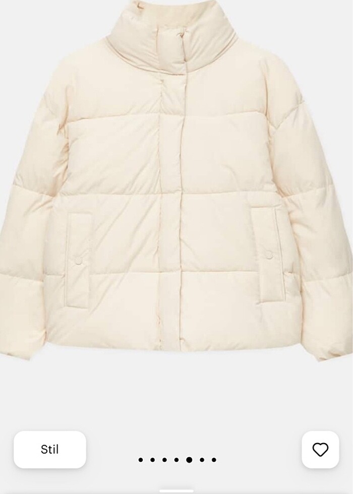 pullbear beyaz şişme dik yaka mont m beden - Görsel 3