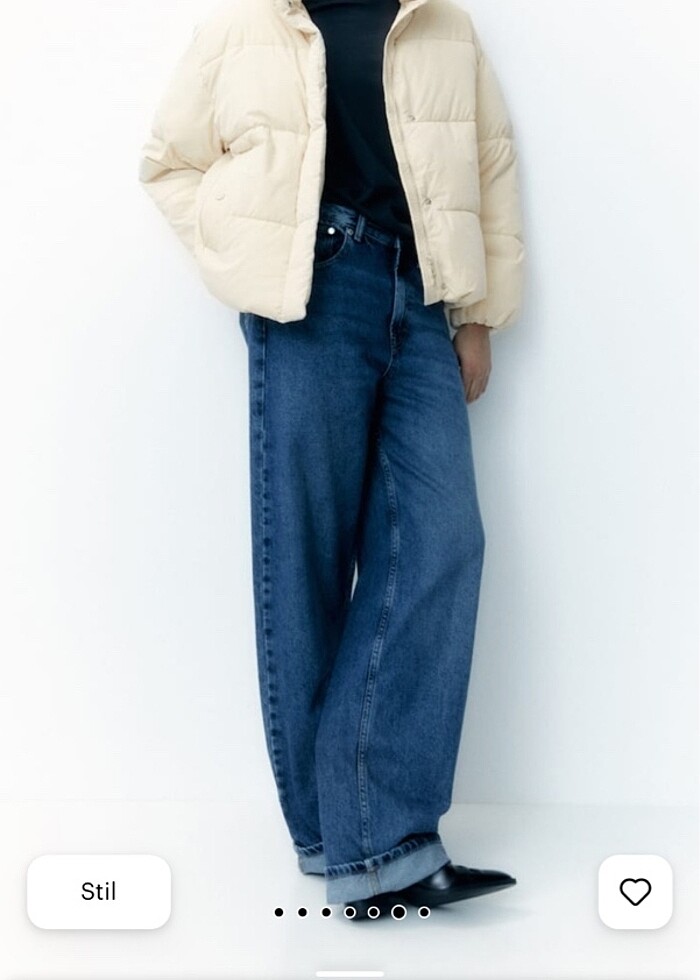 pullbear beyaz şişme dik yaka mont m beden - Görsel 2