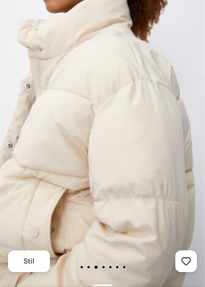 pullbear beyaz şişme dik yaka mont m beden - Görsel 5