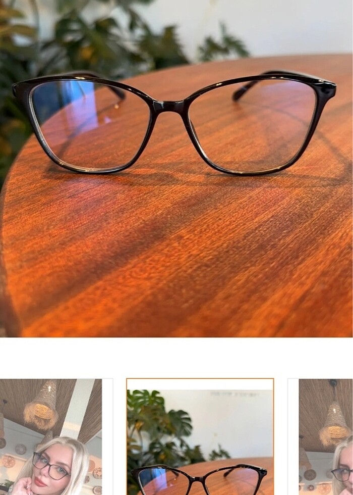 Siyah cat eye mavi korumalı gözlük - Görsel 2