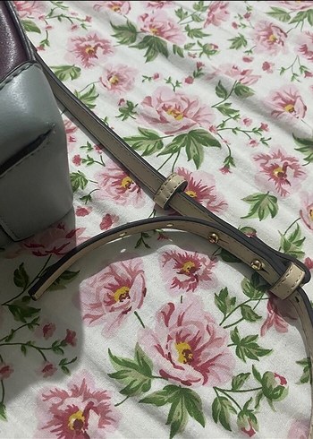 Bordo ve Bej Buckled Deri Kadın Çanta - Görsel 6