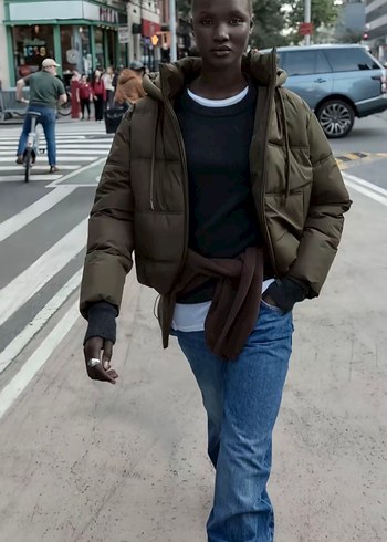 zara haki şişme puffer Mont - Görsel 2