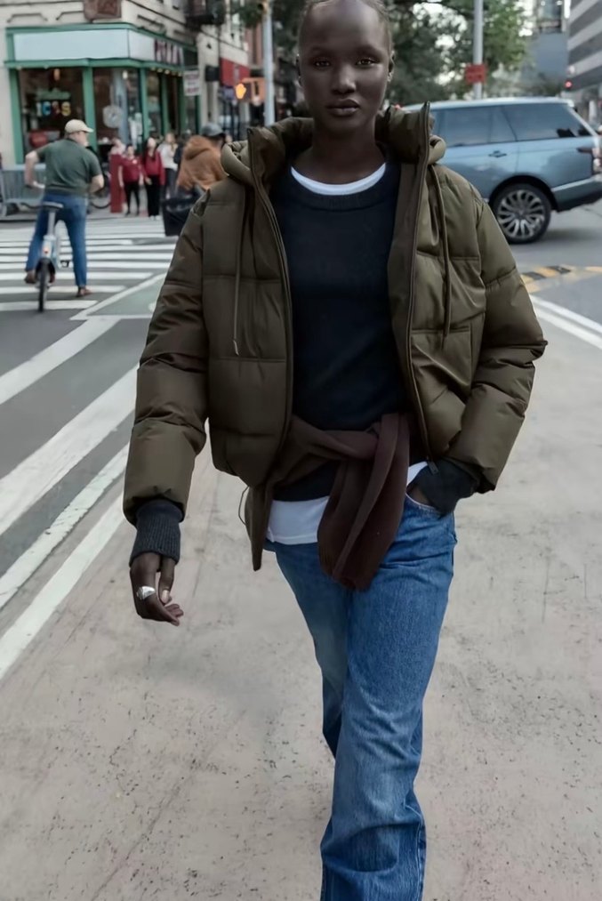 zara haki şişme puffer Mont - Görsel 2