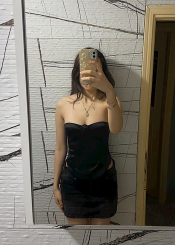 Siyah Straplez Kadın korse bershka - Görsel 5