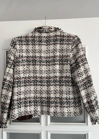 Kahverengi Ekose Kadın Blazer Ceket - Görsel 2