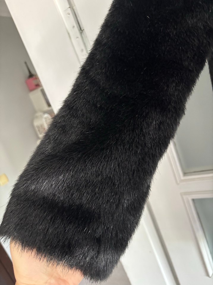 Kadın siyah kısa kürk - Görsel 4