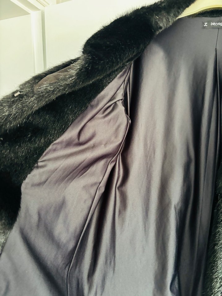 Kadın siyah kısa kürk - Görsel 3