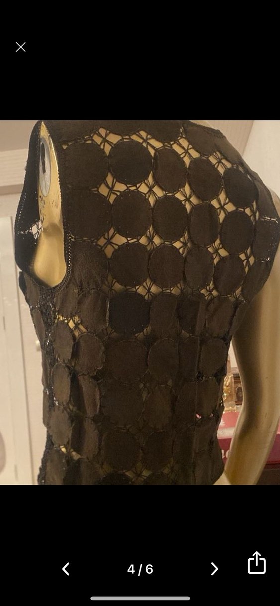 Koyu Kahverengi Nakışlı Deri Mini Yelek - Görsel 3