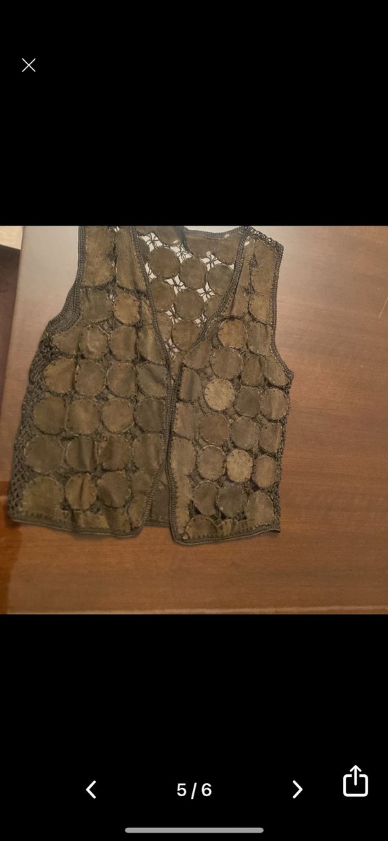 Koyu Kahverengi Nakışlı Deri Mini Yelek - Görsel 5